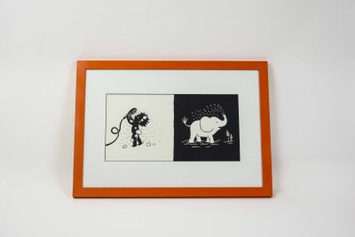 Deux illustrations originales page simple «Bébé prend sa douche» de Laura Hedon - album «Au lit les petits», publié aux éditions La poule qui pond. Partie 2 Dimensions (52,5x37cm)