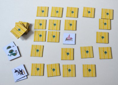 Les cartes du jeu de memory - dessins extraits des originaux des trois albums des aventures de Petit ours.