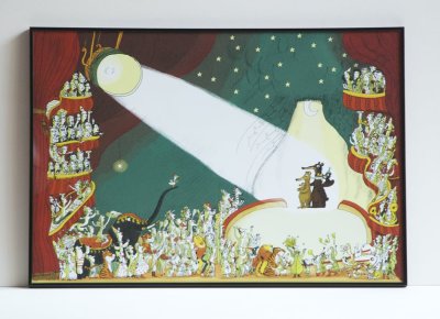 "La famille ours sous les feux de la rampe" - Illustration tirée de l'album "Poupoupidours" écrit et illustré par Benjamin Chaud, publié aux Éditions Hélium.