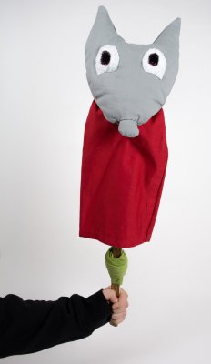 Marionnette du Petit Loup pour le Théâtre d'ombres de l'histoire "Petit bruit dans la nuit" (67x18x10 cm)