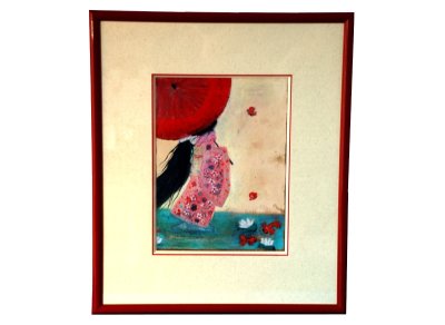 "Fée à l'ombrelle" - Illustration originale encadrée de l'illustratrice Élise Mansot