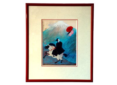 "Cavalier et fée" - Illustration originale encadrée de l'illustratrice Élise Mansot