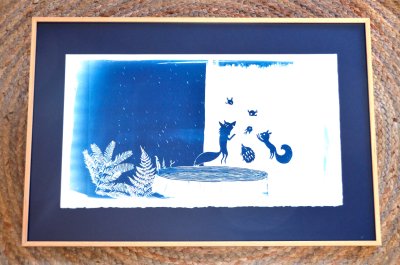 Illustration originale cyanotype "La joie revient"