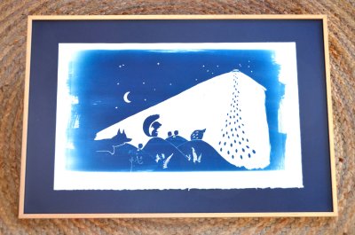 Illustration originale cyanotype "L'absence"