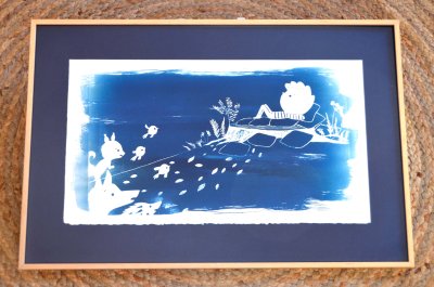 Illustration originale cyanotype "La vie continue"