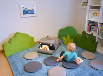 Éléments de scénographie pour l'accueil de groupes de tous petits.