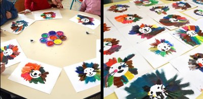 Résultats d'atelier de peinture animée par Coralie Saudo.