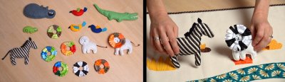 Ensemble des pièces et animaux à utiliser pour une bonne prise en main de l'histoire.