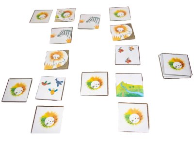 10 paires de cartes du jeu memory de B&eacute;b&eacute; Lion - dessins extraits des originaux de l'album de Cam&eacute;lion.