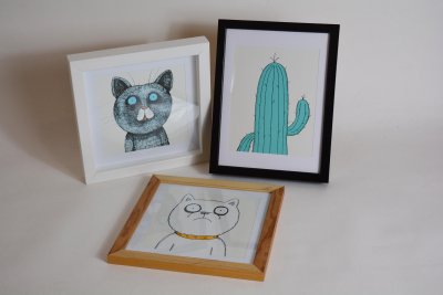 3 cadres d'illustrations de personnages