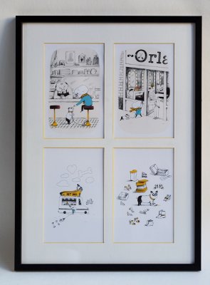 Tirages des illustrations "Chez Luigi", "Chez Orlando", "Hot-dog" et "Essayage"
