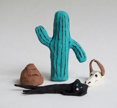 Saynète en volume du chat et de son ami le cactus