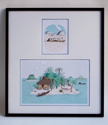 Tirages des illustrations "Pirogue" et "Ile déserte"