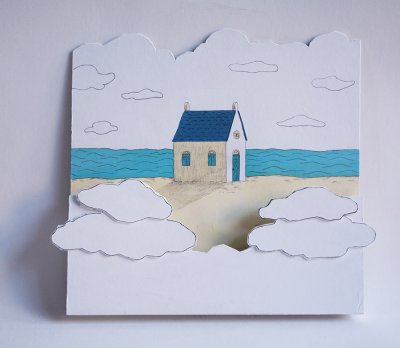 Porte-album vide pour l'album "Chez moi" de l'illustrateur Sébastien Mourrain.