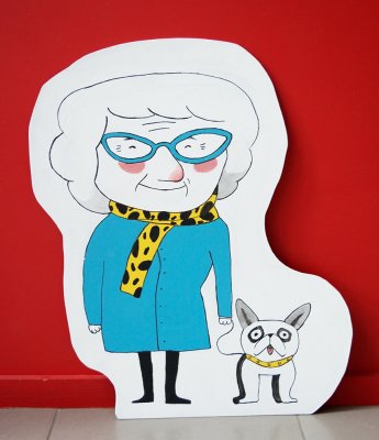 Panneau décor du personnage de Bigoudi en grand format, à fixer à un mur.