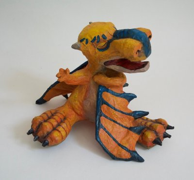 Scuplture en papier mâché peint, "Charles déclamant une poésie"