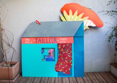 «Boutique du tailleur» (164x166cm) décors peint par l'artiste