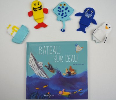 Série de marionnettes à doigts pour l'album "Bateau sur l'eau" pour mieux accompagner la comptine avec les mains !