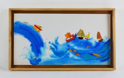 "La vague" - Illustration originale en volume de Martine Bourre présentée sous boîtage