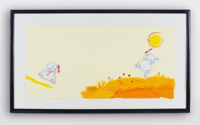 "Je te dessinerai la tête" - Illustration originale de Martine Bourre présentée sous cadre.