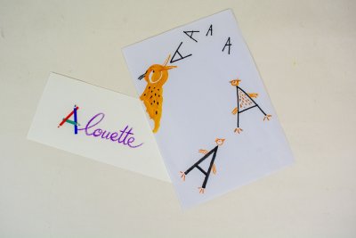 Version originale de la lettre A pour l'album "Alouette"