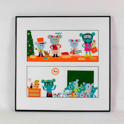 Illustration originale encadrée d'Edouard Manceau