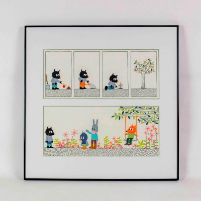 Illustration originale encadrée d'Edouard Manceau