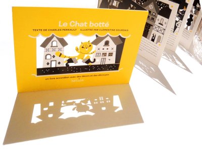 Album "Le Chat botté" texte de Charles Perrault, illustré par Clémentine Sourdais - Éditions Hélium.