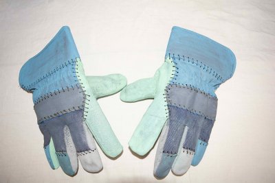 Gants exécutés à la manière de l'album "Barbe-bleue" ( 20x26x6 cm)