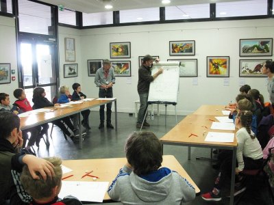 Atelier "Comment dessiner un dragon ?" avec l'illustrateur P-H Turin - Médiathèque de Aubenas (07)