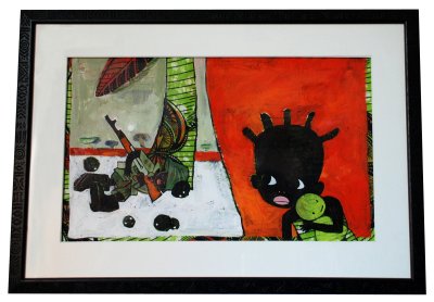 Illustration originale encadrée - "Ploc ploc, Tam tam"