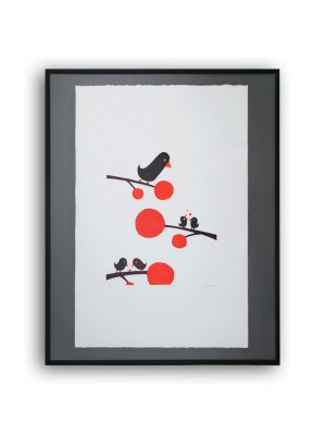 "Oisillons" - Illustration d'Olivier Philipponneau tirée de l'album "L'oiseau à deux becs" publié par la maison d'édition MeMo.