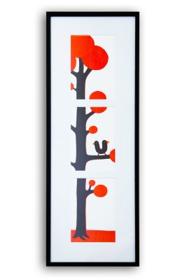 "Grand arbre" - Illustration ex-libris d'Olivier Philipponneau tirée dans la continuité de la publication de l'album "L'oiseau à deux becs" édité par la maison d'édition MeMo.