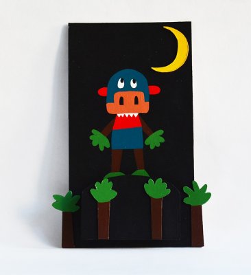 Porte-album sans l'album - Travail de peinture sur carton.