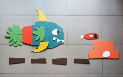 Et pourquoi pas une scène sous-marine ? Le gros poisson va t-il manger le petit avant qu'il ne trouve refuge dans son anémone ?