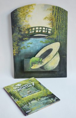 Porte-album présentant l'album "Où est passée la rainette?" de l'illustrateur Stéphane Girel - Éditions Élan vert.