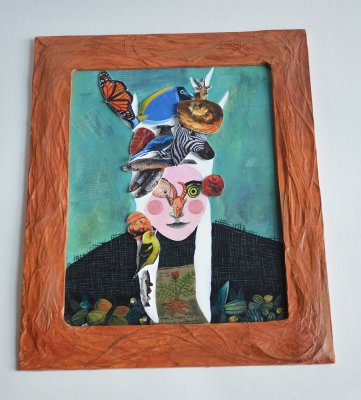 Portrait de la sorcière - gibier, feuilles mortes, poisson…pour colorer et animer sa chevelure.