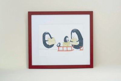 Illustration originale d'&Eacute;mile Jadoul tir&eacute;e de l'album " L&eacute;on d&eacute;m&eacute;nage " publi&eacute; aux &Eacute;ditions Pastel.