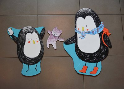 "Marcel, L&eacute;on et son doudou" - 3 D&eacute;cors muraux r&eacute;alis&eacute;s en grande dimension pour jalonner les murs de l'espace d'exposition. &Agrave; associer entre eux suivant l'inspiration !