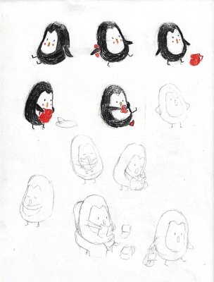 Crayonn&eacute;s de recherche du personnage de L&eacute;on par &Eacute;mile Jadoul.