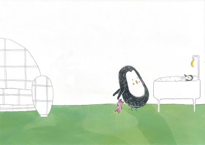 Illustration de couverture d'&Eacute;mile Jadoul pour l'album "Dans mes bras" publi&eacute; aux &Eacute;ditions Pastel.