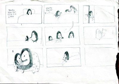 Crayonn&eacute;s de recherche d'&Eacute;mile Jadoul pour l'album "Gros pipi" publi&eacute; aux &Eacute;ditions Pastel.