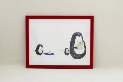 Illustration originale d'&Eacute;mile Jadoul tir&eacute;e de l'album " L&eacute;on d&eacute;m&eacute;nage " publi&eacute; aux &Eacute;ditions Pastel.