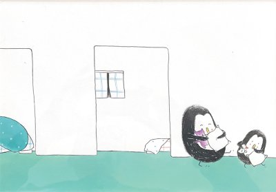 "Dans le silence de la nuit&hellip;" - Illustration d'&Eacute;mile Jadoul pour l'album "Le grand lit de L&eacute;on" publi&eacute; aux &Eacute;ditions Pastel.