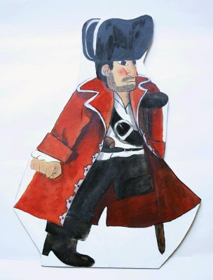 Décor grande dimension du pirate Long John Silver, à suspendre à un mur au milieu de la présentation des cadres d'originaux.