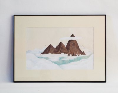 Présentation d'un original double page encadré de Sébastien Mourrain tiré de l'album "L'île au trésor" - Éditions Milan.