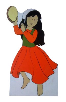 Décor de personnage: Fillette au tambourin - Élément de scénographie