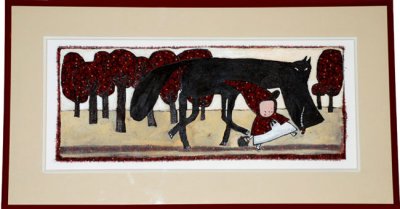 "Un petit chaperon rouge en compagnie d'un loup qui parait fort sympathique…"