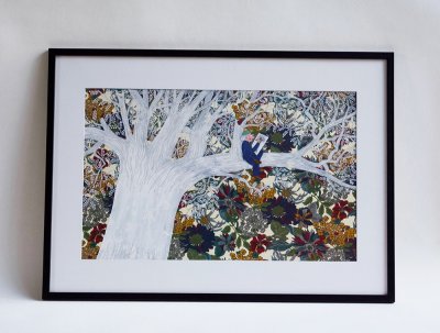 "Couverture" - Illustration originale encadrée du petit chaperon rouge - Frédérick Mansot