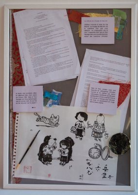 Présentation du travail préparatoire d'illustration de l'artiste.